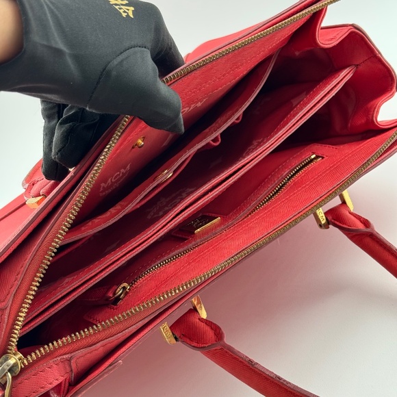 MCM Pink Leather Satchel Bag with Gold Hardware - Picture 7 of 15